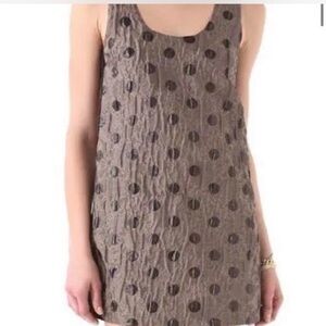 Marc by Marc Jacobs Clara Metallic Polka Dot Sz 6 Mini Dress Brown Black